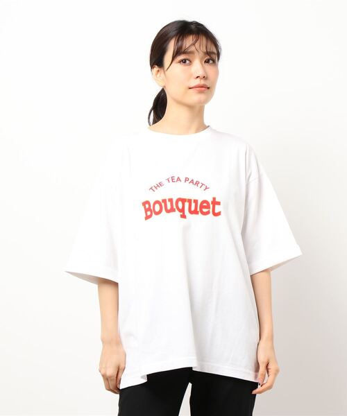 Samansa Mos2（サマンサ モスモス）の「ピグメント加工ロゴプリントTシャツ（Tシャツ/カットソー・レディース・ベージュ/チャコール/オフホワイト・ﾌﾘ-）」の7枚目の写真