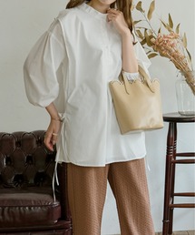 Ambre Neige | スリットバンドカラーシャツ／【WEB/EC限定商品】(シャツ/ブラウス)
