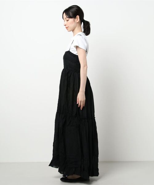 coca（coca）（コカ）の「フロッキーストライプワンピース（ワンピース・レディース・ホワイト/ブラック・ONE SIZE）」の3枚目の写真