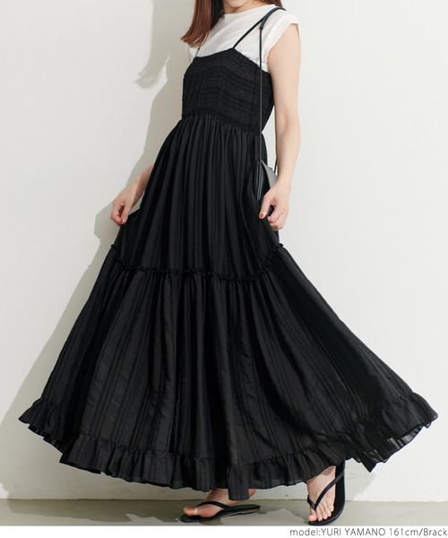 coca（coca）（コカ）の「フロッキーストライプワンピース（ワンピース・レディース・ホワイト/ブラック・ONE SIZE）」の14枚目の写真