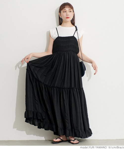 coca（coca）（コカ）の「フロッキーストライプワンピース（ワンピース・レディース・ホワイト/ブラック・ONE SIZE）」の15枚目の写真