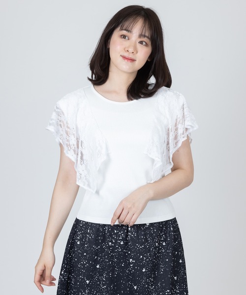 Anuenue（アヌエヌエ）の「レースノースリーブトップス（Tシャツ/カットソー・レディース・ホワイト/ブラック/ネイビー・M/L）」の2枚目の写真