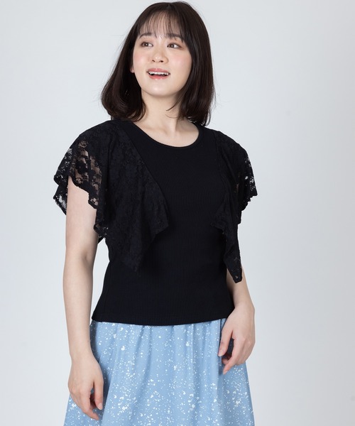 Anuenue（アヌエヌエ）の「レースノースリーブトップス（Tシャツ/カットソー・レディース・ホワイト/ブラック/ネイビー・M/L）」の3枚目の写真