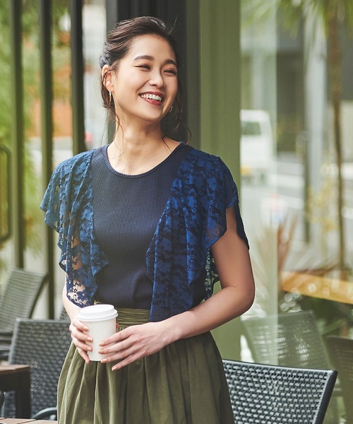 Anuenue（アヌエヌエ）の「レースノースリーブトップス（Tシャツ/カットソー・レディース・ホワイト/ブラック/ネイビー・M/L）」の10枚目の写真