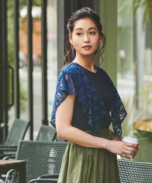 Anuenue（アヌエヌエ）の「レースノースリーブトップス（Tシャツ/カットソー・レディース・ホワイト/ブラック/ネイビー・M/L）」の11枚目の写真