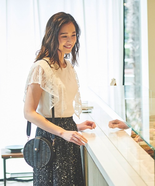 Anuenue（アヌエヌエ）の「レースノースリーブトップス（Tシャツ/カットソー・レディース・ホワイト/ブラック/ネイビー・M/L）」の4枚目の写真