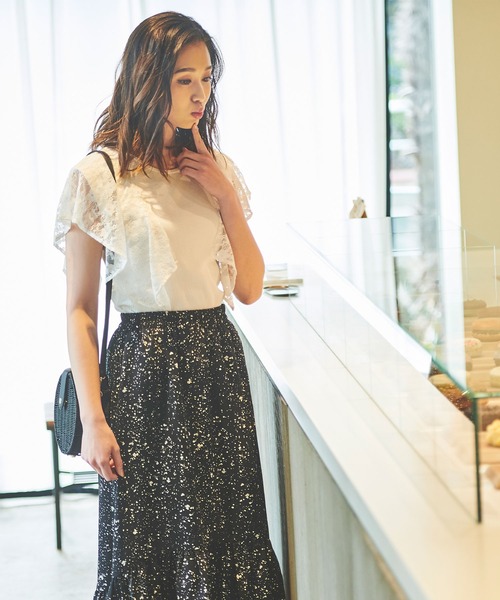 Anuenue（アヌエヌエ）の「レースノースリーブトップス（Tシャツ/カットソー・レディース・ホワイト/ブラック/ネイビー・M/L）」の5枚目の写真