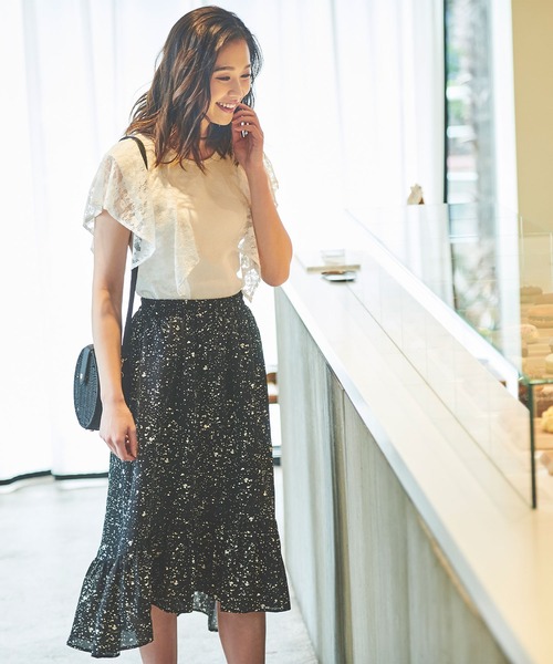 Anuenue（アヌエヌエ）の「レースノースリーブトップス（Tシャツ/カットソー・レディース・ホワイト/ブラック/ネイビー・M/L）」の6枚目の写真