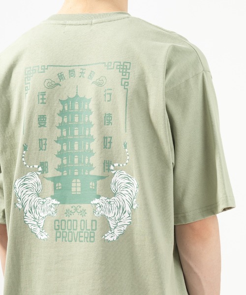 SlashDate（スラッシュデイト）の「チャイニーズ・中華テイストバックプリント半袖Tシャツ（Tシャツ/カットソー・メンズ・チャコールグレー/ライトグリーン/ホワイト/ライトブルー・XL/M/L）」の7枚目の写真