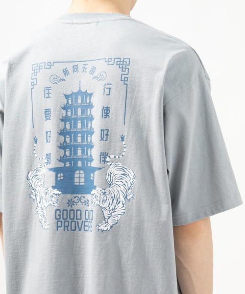 SlashDate（スラッシュデイト）の「チャイニーズ・中華テイストバックプリント半袖Tシャツ（Tシャツ/カットソー・メンズ・チャコールグレー/ライトグリーン/ホワイト/ライトブルー・XL/M/L）」の5枚目の写真