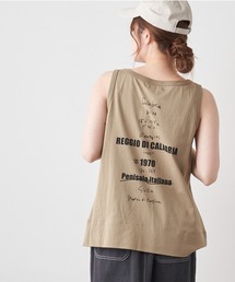 PUAL CE CIN | 擬麻加工天竺バックプリントノースリーブ／タンクトップ(Tシャツ/カットソー)