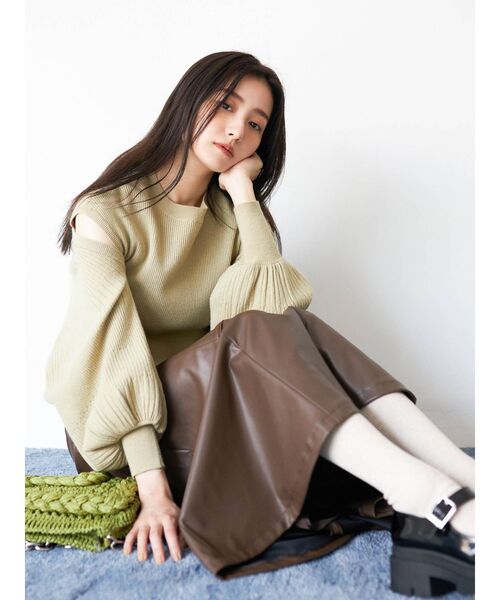 COTORICA（コトリカ）の「ニットボレロ×フレンチスリーブニット（ニット/セーター・レディース・ブラック/オフホワイト/オリーブ・FREE）」の16枚目の写真