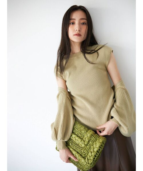 COTORICA（コトリカ）の「ニットボレロ×フレンチスリーブニット（ニット/セーター・レディース・ブラック/オフホワイト/オリーブ・FREE）」の10枚目の写真