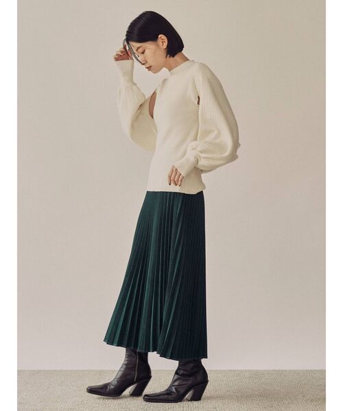 COTORICA（コトリカ）の「ニットボレロ×フレンチスリーブニット（ニット/セーター・レディース・ブラック/オフホワイト/オリーブ・FREE）」の4枚目の写真