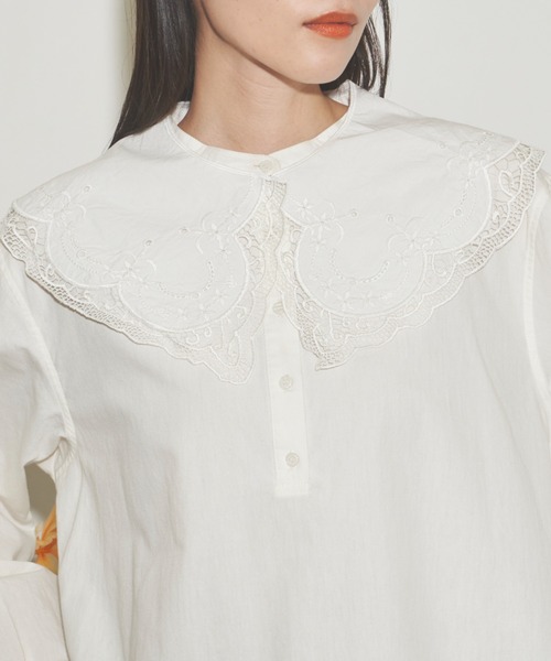 Libra Cue（リブラ キュー）の「クラシックレースつけ襟（付け襟・レディース・ホワイト/ブラック/グレイッシュベージュ・FREE）」の20枚目の写真