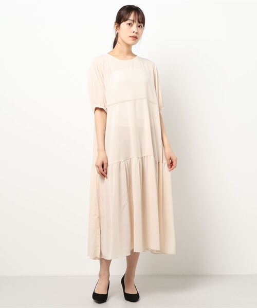 ehka sopo（エヘカソポ）の「楊柳ティアードワンピース（ワンピース・レディース・ブラック/グレー/キナリ・ﾌﾘ-）」の2枚目の写真