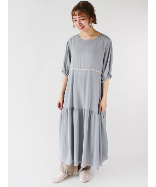 ehka sopo（エヘカソポ）の「楊柳ティアードワンピース（ワンピース・レディース・ブラック/グレー/キナリ・ﾌﾘ-）」の3枚目の写真