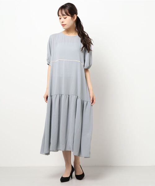 ehka sopo（エヘカソポ）の「楊柳ティアードワンピース（ワンピース・レディース・ブラック/グレー/キナリ・ﾌﾘ-）」の6枚目の写真