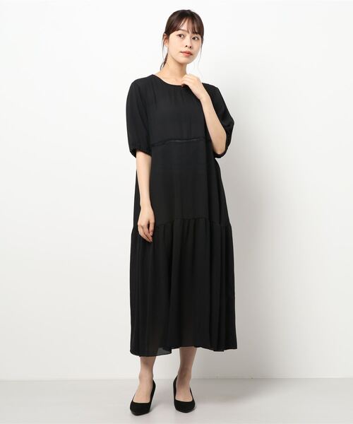 ehka sopo（エヘカソポ）の「楊柳ティアードワンピース（ワンピース・レディース・ブラック/グレー/キナリ・ﾌﾘ-）」の7枚目の写真