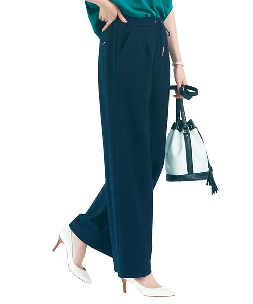 IEDIT(イディット)の「IEDIT 大人の毎日にピッタリな歩きたくなるパンツ ワイドシルエット(その他パンツ・レディース・ホワイト/ネイビー/スモークピンク・SMALL/MEDIUM/LARGE/X-LARGE/XX-LARGE)」の2枚目の写真