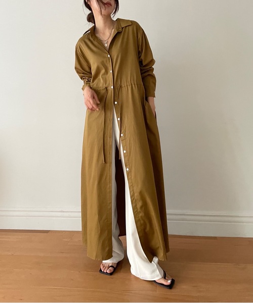 Didot.showroom(ディドット ショールーム)の「french long shirt ops(ワンピース・レディース・スカイブルー/ベージュ/ライトブラウン・FREE)」の2枚目の写真