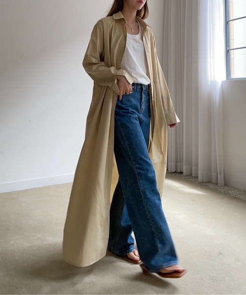 Didot.showroom(ディドット ショールーム)の「french long shirt ops(ワンピース・レディース・スカイブルー/ベージュ/ライトブラウン・FREE)」の9枚目の写真
