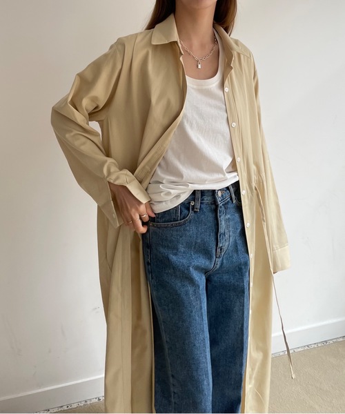 Didot.showroom(ディドット ショールーム)の「french long shirt ops(ワンピース・レディース・スカイブルー/ベージュ/ライトブラウン・FREE)」の7枚目の写真