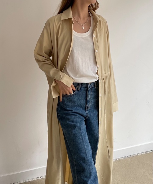 Didot.showroom(ディドット ショールーム)の「french long shirt ops(ワンピース・レディース・スカイブルー/ベージュ/ライトブラウン・FREE)」の11枚目の写真