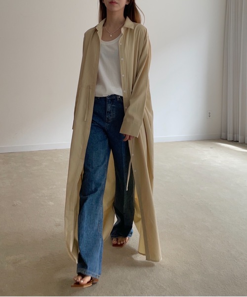 Didot.showroom(ディドット ショールーム)の「french long shirt ops(ワンピース・レディース・スカイブルー/ベージュ/ライトブラウン・FREE)」の10枚目の写真