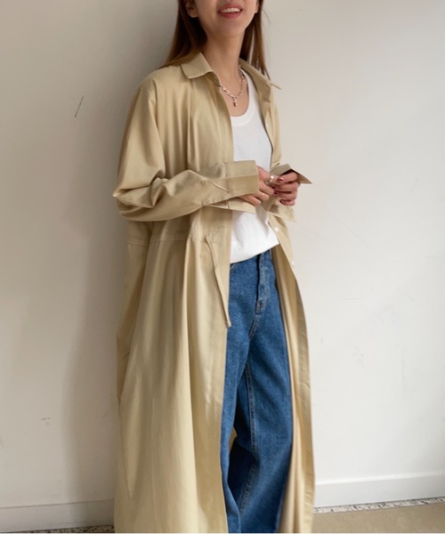 Didot.showroom(ディドット ショールーム)の「french long shirt ops(ワンピース・レディース・スカイブルー/ベージュ/ライトブラウン・FREE)」の4枚目の写真