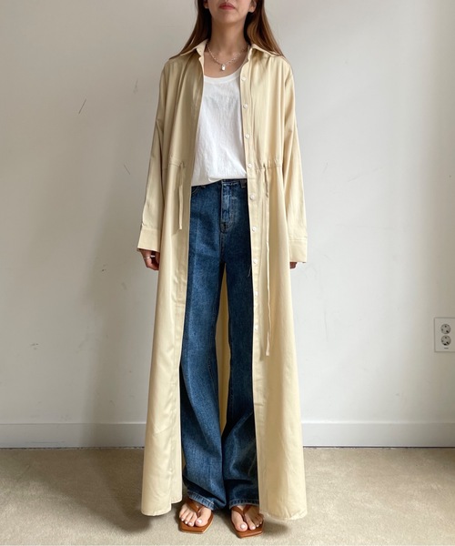 Didot.showroom(ディドット ショールーム)の「french long shirt ops(ワンピース・レディース・スカイブルー/ベージュ/ライトブラウン・FREE)」の6枚目の写真