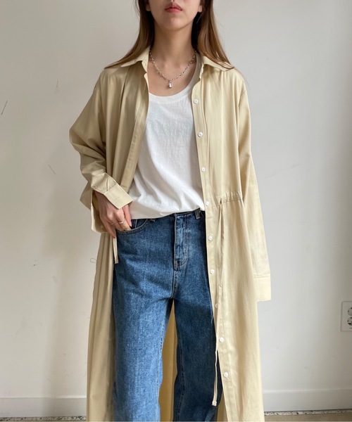 Didot.showroom(ディドット ショールーム)の「french long shirt ops(ワンピース・レディース・スカイブルー/ベージュ/ライトブラウン・FREE)」の5枚目の写真