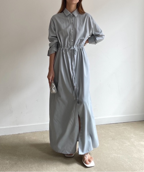 Didot.showroom(ディドット ショールーム)の「french long shirt ops(ワンピース・レディース・スカイブルー/ベージュ/ライトブラウン・FREE)」の14枚目の写真
