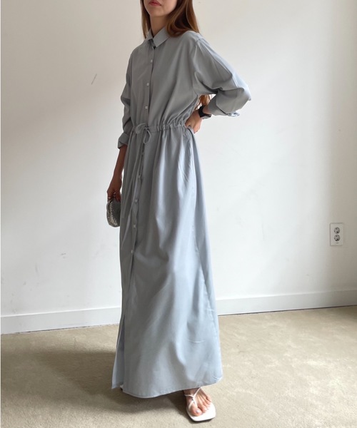 Didot.showroom(ディドット ショールーム)の「french long shirt ops(ワンピース・レディース・スカイブルー/ベージュ/ライトブラウン・FREE)」の22枚目の写真