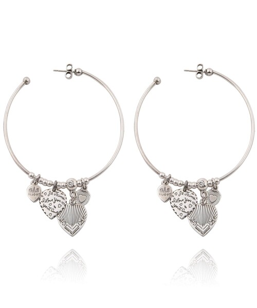GAS BIJOUX（ガスビジュー）の「GAS BIJOUX/ガスビジュー Love hoop earrings mini silver/ラブフープピアス（ピアス（両耳用）・レディース・シルバー・ONE SIZE）」の2枚目の写真