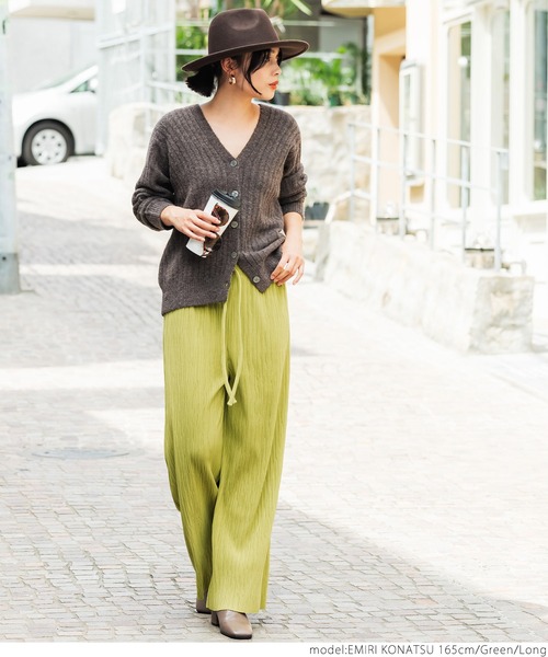 coca（coca）（コカ）の「リブパンツ厚手（その他パンツ・レディース・チャコールグレー/アイボリー/キャメル/グリーン/ブラック/ピンク・LONG/SHORT）」の10枚目の写真