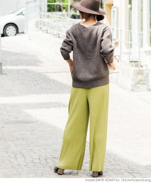 coca（coca）（コカ）の「リブパンツ厚手（その他パンツ・レディース・チャコールグレー/アイボリー/キャメル/グリーン/ブラック/ピンク・LONG/SHORT）」の12枚目の写真