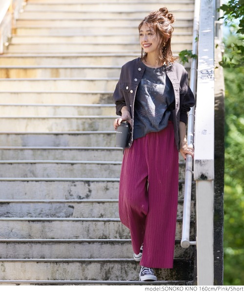 coca（coca）（コカ）の「リブパンツ厚手（その他パンツ・レディース・チャコールグレー/アイボリー/キャメル/グリーン/ブラック/ピンク・LONG/SHORT）」の8枚目の写真