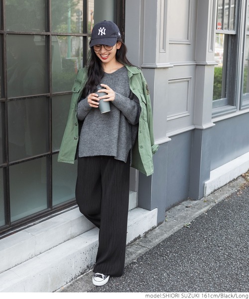 coca（coca）（コカ）の「リブパンツ厚手（その他パンツ・レディース・チャコールグレー/アイボリー/キャメル/グリーン/ブラック/ピンク・LONG/SHORT）」の15枚目の写真