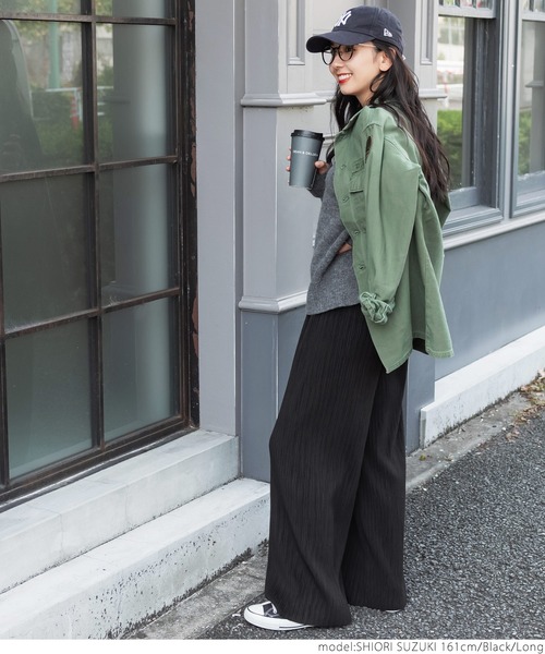 coca（coca）（コカ）の「リブパンツ厚手（その他パンツ・レディース・チャコールグレー/アイボリー/キャメル/グリーン/ブラック/ピンク・LONG/SHORT）」の13枚目の写真