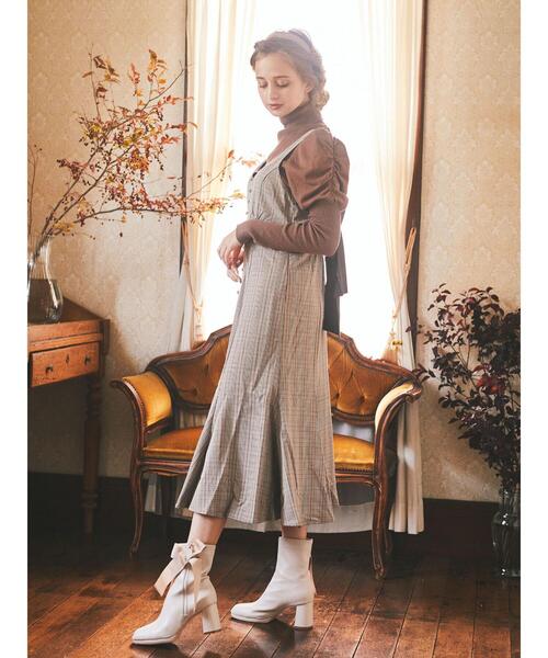 Maison de FLEUR(メゾンドフルール)の「チェック柄リボンワンピース(ワンピース・レディース・ブラウン/ベージュ・S/M)」の17枚目の写真