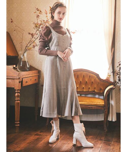 Maison de FLEUR(メゾンドフルール)の「チェック柄リボンワンピース(ワンピース・レディース・ブラウン/ベージュ・S/M)」の18枚目の写真