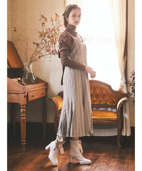 Maison de FLEUR(メゾンドフルール)の「チェック柄リボンワンピース(ワンピース・レディース・ブラウン/ベージュ・S/M)」の19枚目の写真