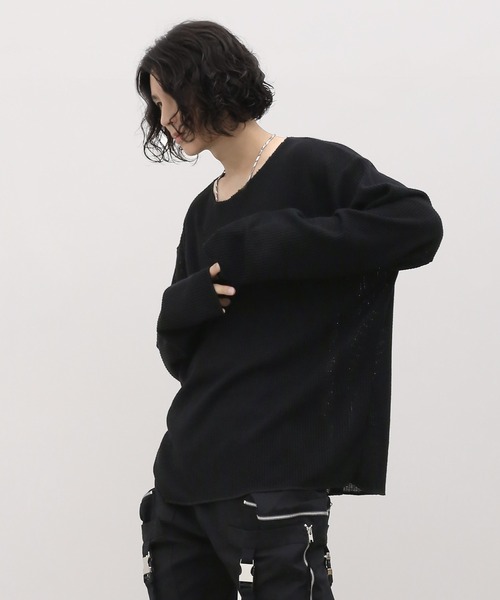 MOBB ニットセーター MOBB モブ MONOGRAM KNIT セーター 刺繍 ビッグシルエット