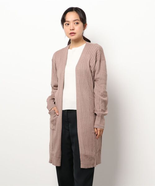 BELLUNA PLUS(ベルーナ)の「リブ使いロングカーディガン(カーディガン/ボレロ・レディース・モカ/ブラック/チャコール/ライラック・MEDIUM/LARGE/X-LARGE)」の8枚目の写真