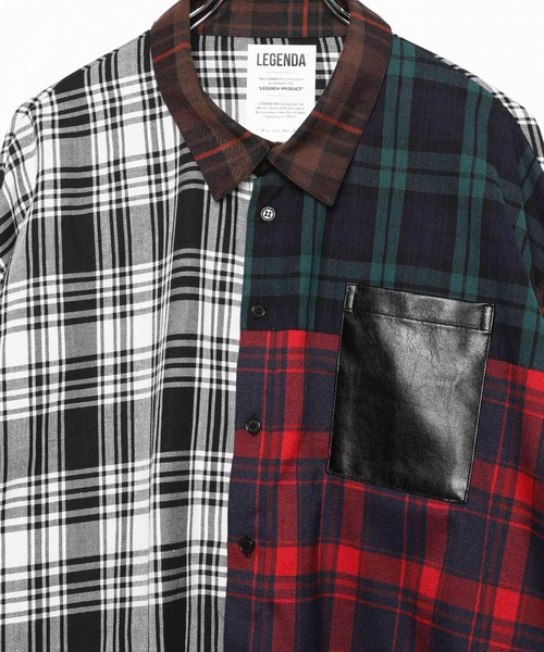 LEGENDA(レジェンダ)の「NEO Leather Pocket Switching Check Shirts(シャツ/ブラウス・レディース・マルチ・FREE)」の4枚目の写真