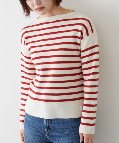 TICCA(ティッカ)の「【TICCA/ティッカ】ボートネックボーダーニット(ニット/セーター・レディース・レッド・FREE)」の4枚目の写真