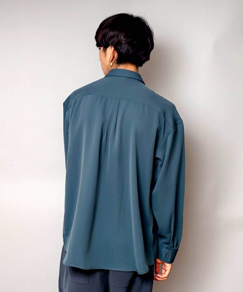 UNIIT（ユニット）の「【UNIIT/ユニット】ニットスウィッチング　ストレッチ　ルーズビッグシルエットシャツ（シャツ/ブラウス・メンズ・ブルー/ブラック・MEDIUM/X-LARGE/LARGE）」の19枚目の写真