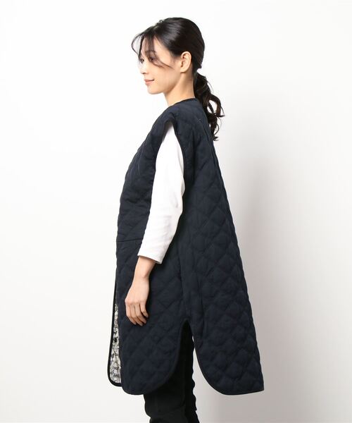 note et silence (ノートエシロンス)の「【 AMB100貨 】80サテンxリバティ ロングベスト(ベスト・レディース・ネイビー/マスタード・FREE)」の6枚目の写真