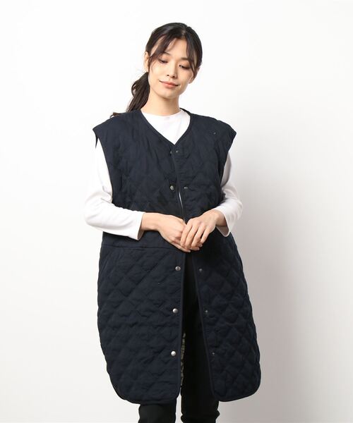 note et silence (ノートエシロンス)の「【 AMB100貨 】80サテンxリバティ ロングベスト(ベスト・レディース・ネイビー/マスタード・FREE)」の7枚目の写真